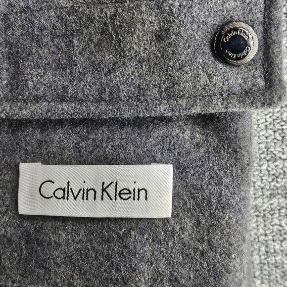 CALVIN KLEIN WOMENS GRAY WOOL BLEND PEACOAT SIZE 12 DETACHABLE HOOD - Picture 8 of 12